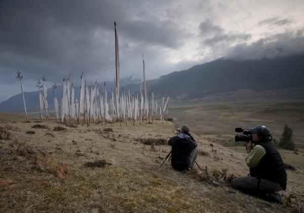 Prayer flags in Bhutan, with Art Wolfe